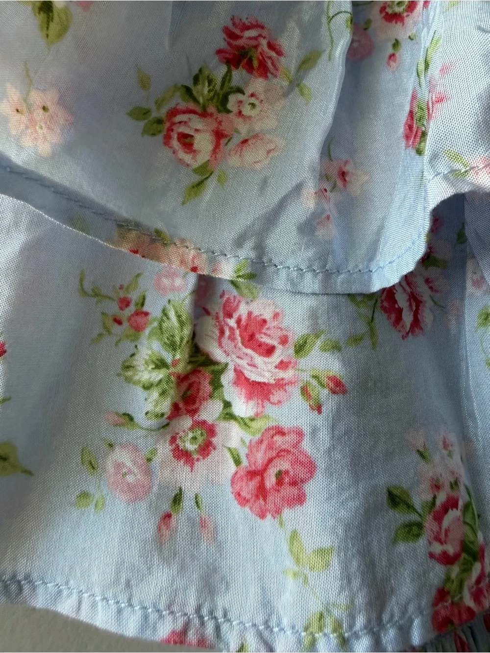 Abercrombie & Fitch Floral One Shoulder Ruffle Smocked Crop Top Blue XXS